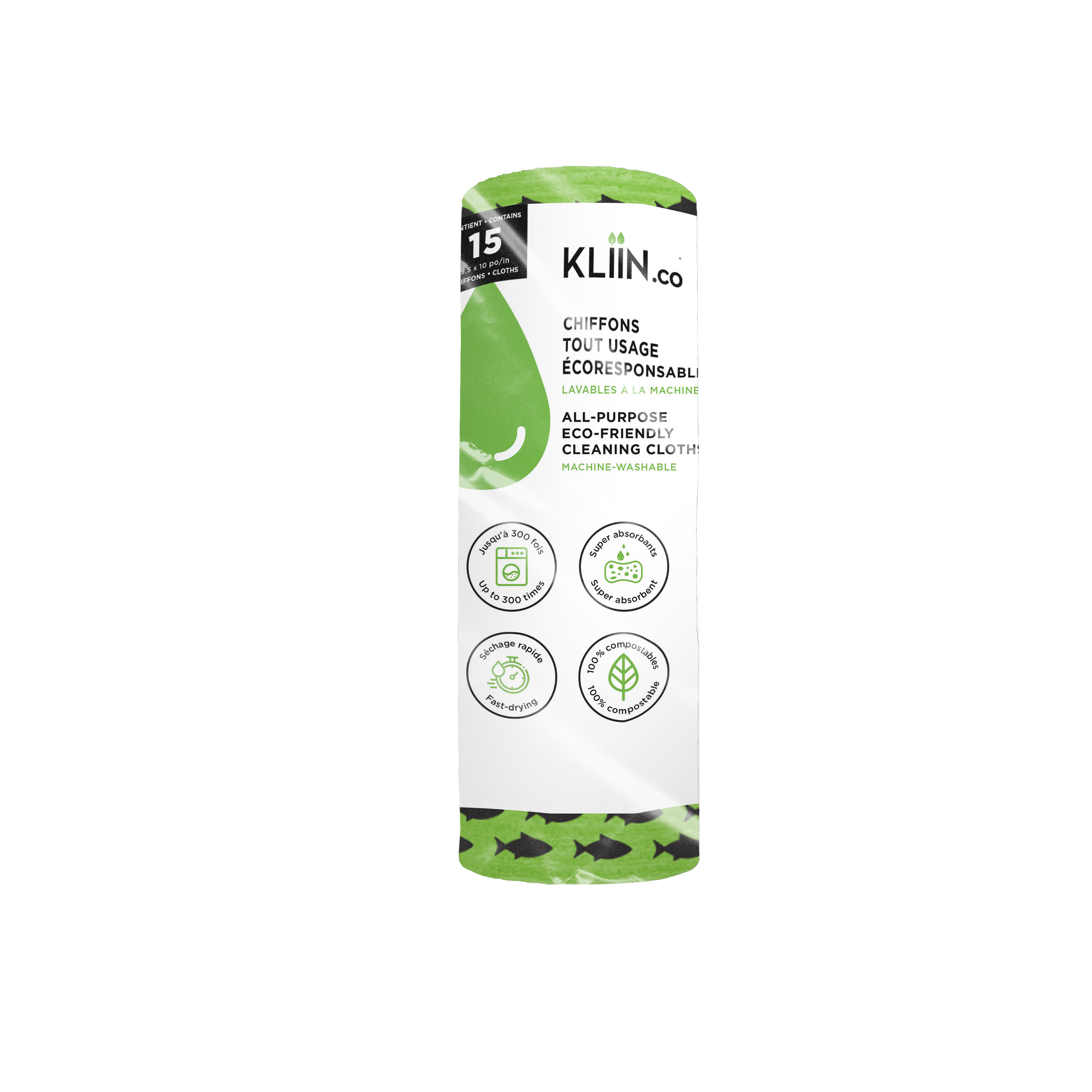 Best Value Product - KLIIN 15-sheet roll apple green fish