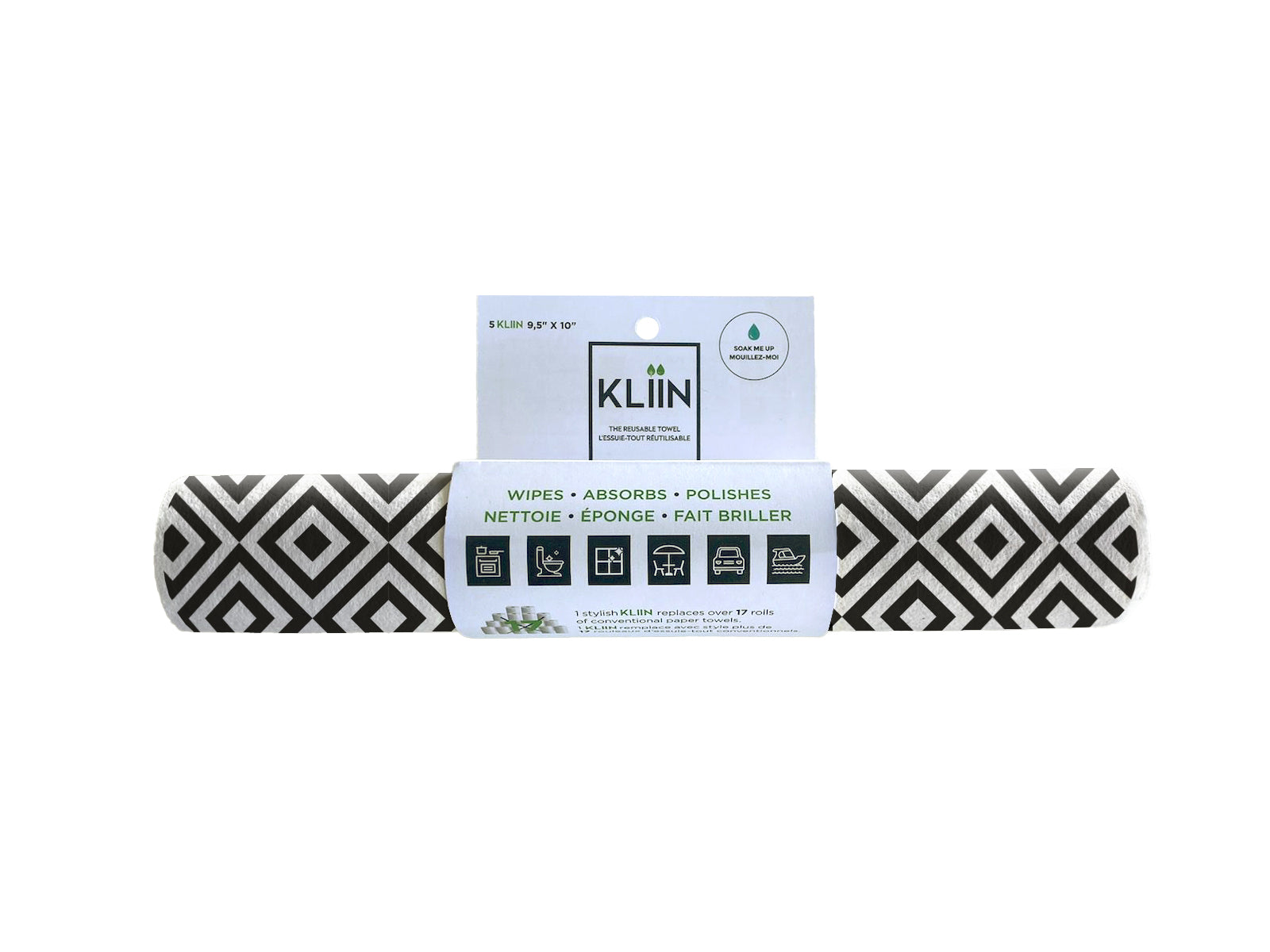 KLIIN Reusable and compostable Roll - White diamond print