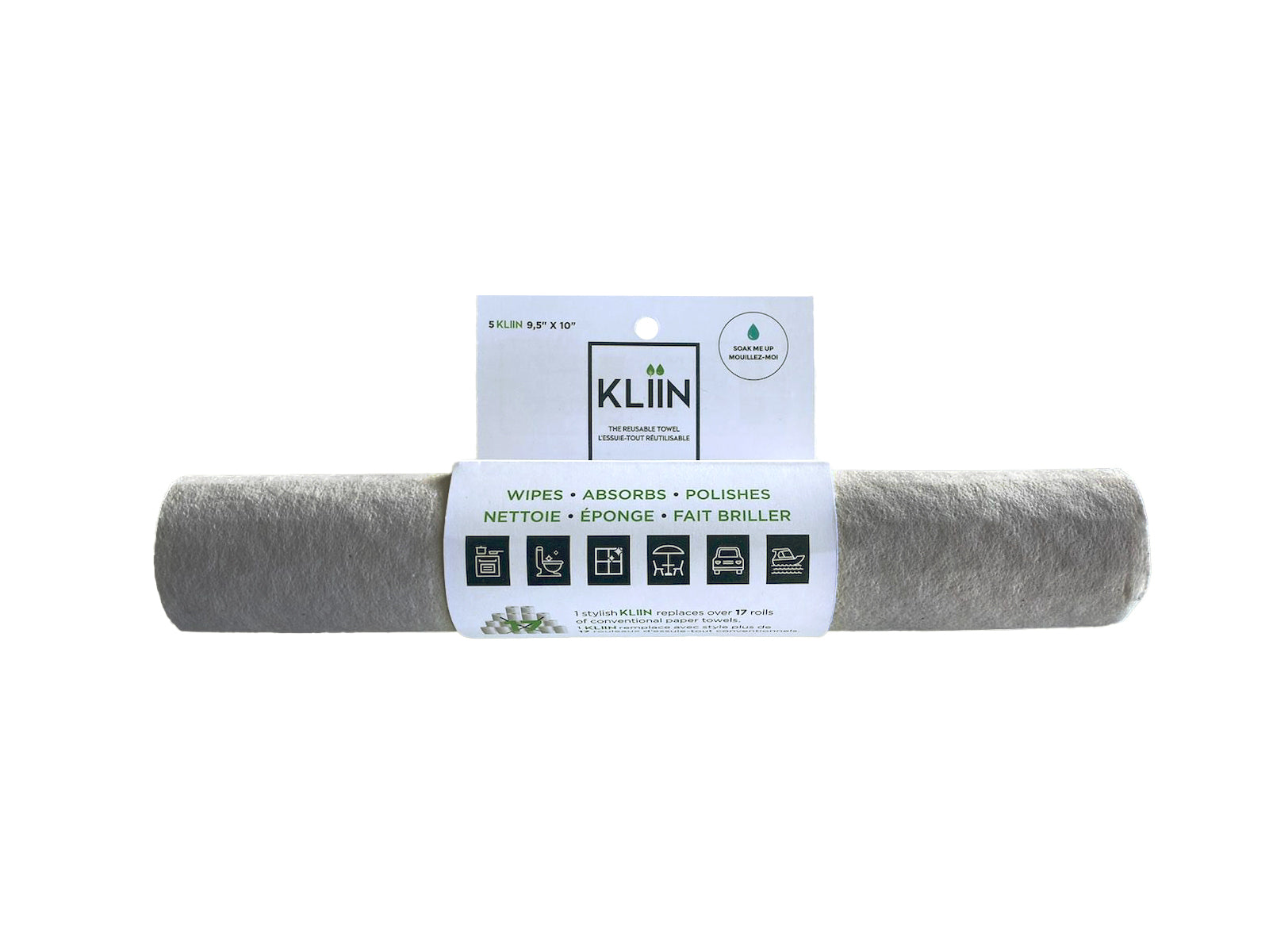 KLIIN Reusable and compostable Roll - Grey unprinted