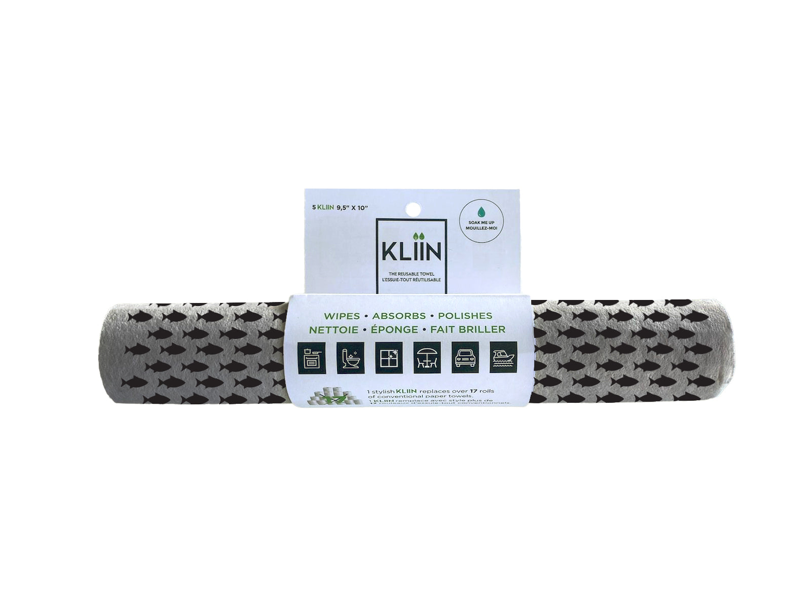 KLIIN Reusable and compostable Roll - Grey fish print
